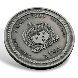 Samoa: Caballito de mar 1 oz Plata 2020 Acabado Antiguo
