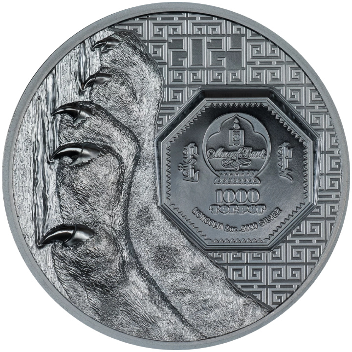 Mongolia: Snow Leopard 2 uncja Srebre 2024 Black Proof