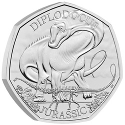 Dinosaurs: Iconic Specimens - Diplodocus 50p Cupro-Nickel 2024