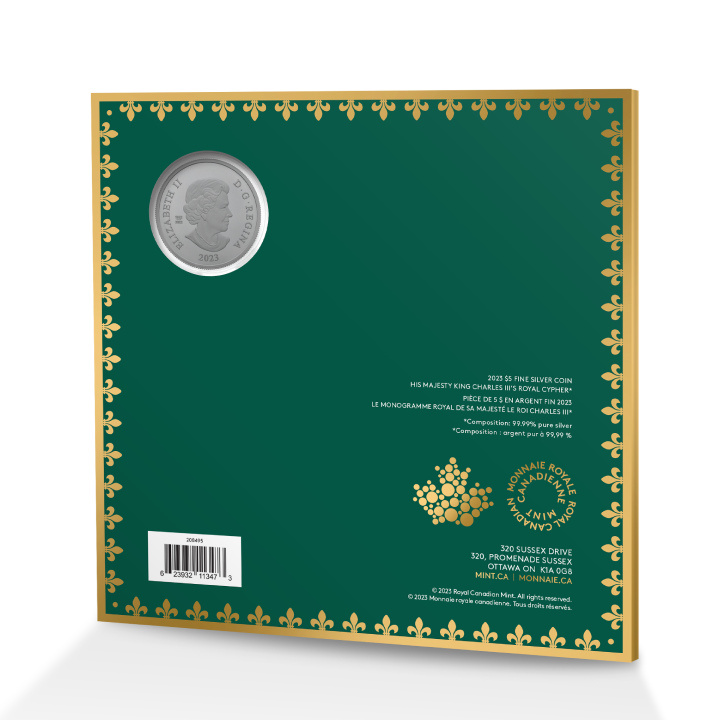Canada: His Majesty King Charles III's Royal Cypher $5 Silber 2023 Matte Proof