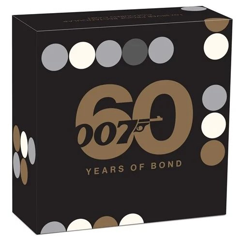 Sztabko moneta Tuvalu: James Bond kolorowany 60. rocznica 1 uncja Srebra 2022 Proof