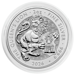 The Royal Tudor Beasts: Queen's Lion 2 uncje Srebra 2026