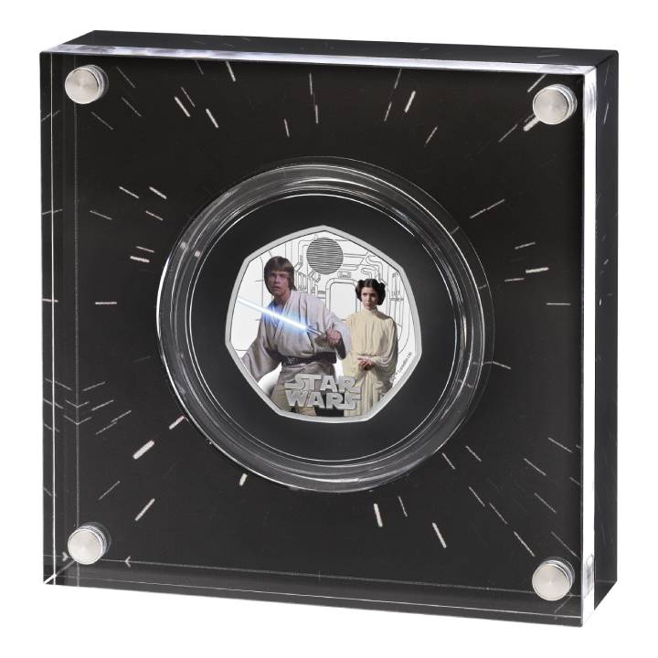 Star Wars: Luke Skywalker y la Princesa Leia 50p Plata de color 2023 Prooflike