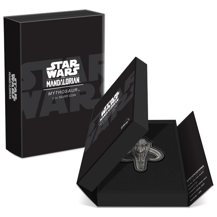 Niue: Star Wars The Mandalorian - Mythosaur 2 oz Silver 2023 Antiqued Shaped Coin