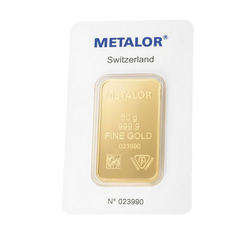 Metalor 50 gramový zlatý slitek LBMA GD Refiner