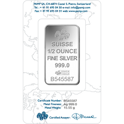 Barra de plata Pamp Suisse Rosa de 1/2 oz