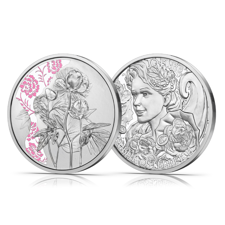 The Peony coloured 10 Euro Silver 2024 Proof Coin