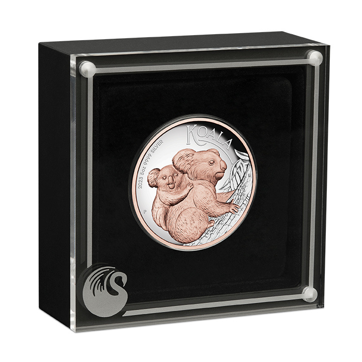 Koala Australiano bañado en Oro 5 oz Plata 2023 Proof Alto Relieve