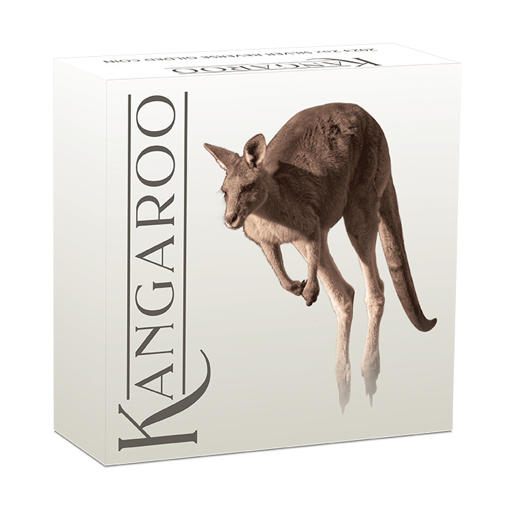 Canguro australiano bañado en oro 2 oz Plata 2023
