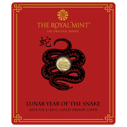Royal Mint Lunar: Anno del Serpente 1/40 oncia d'oro 2025 Proof
