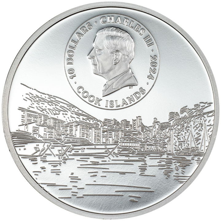 Cook Islands: The Architectures of the World - The Rock of Monaco kolorowany 2 uncje Srebra 2024 Proof Ultra High Relief