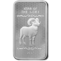 Сребърно кюлче Lunar Year of the Goat 10 унции сребро 2027 Prooflike