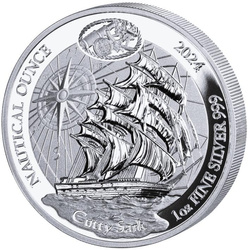 Rwanda: Nautical Ounce - Cutty Sark 1 uncja Srebra 2024 Proof