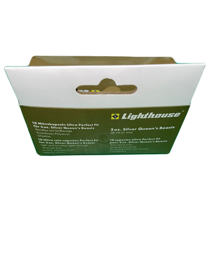 Leuchtturm - Tapa de plástico The Queen's Beasts / The Royal Tudor Beasts 2 oz Silver Ultra Perfect Fit (10 piezas)