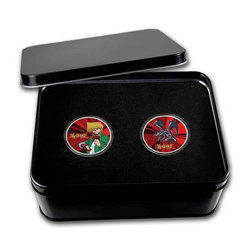 Ensemble de 2 pièces Niue : Yu-Gi-Oh ! Joey, Red-Eyes Dragon coloré - 25e anniversaire 2 x 1 once d'argent 2022