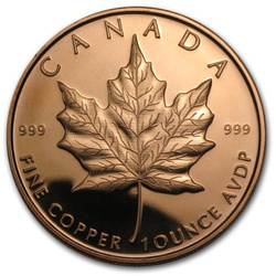 Canadian Maple Leaf 1 oz Copper Round