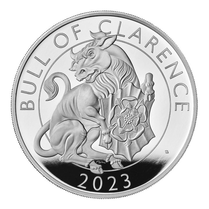 The Royal Tudor Beasts: Býk z Clarence 5 uncí stříbra 2023 Proof