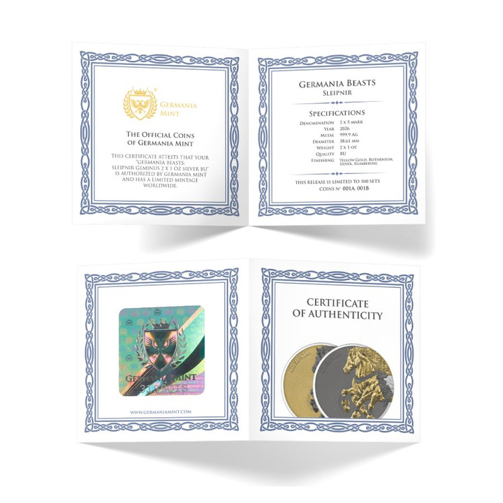 Set of Silver Medals Germania Beasts - Sleipnir Gilded 2 x 1 oz Silver 2026