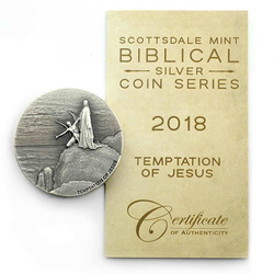 Niue: Biblical - Temptation of Jesus 2 oz Silver 2018 Proof Antiqued Coin