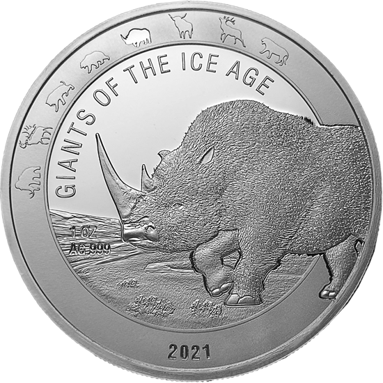 Ghana: Giganti doby ledové – Srstnatý nosorožec 1 unce stříbra 2021