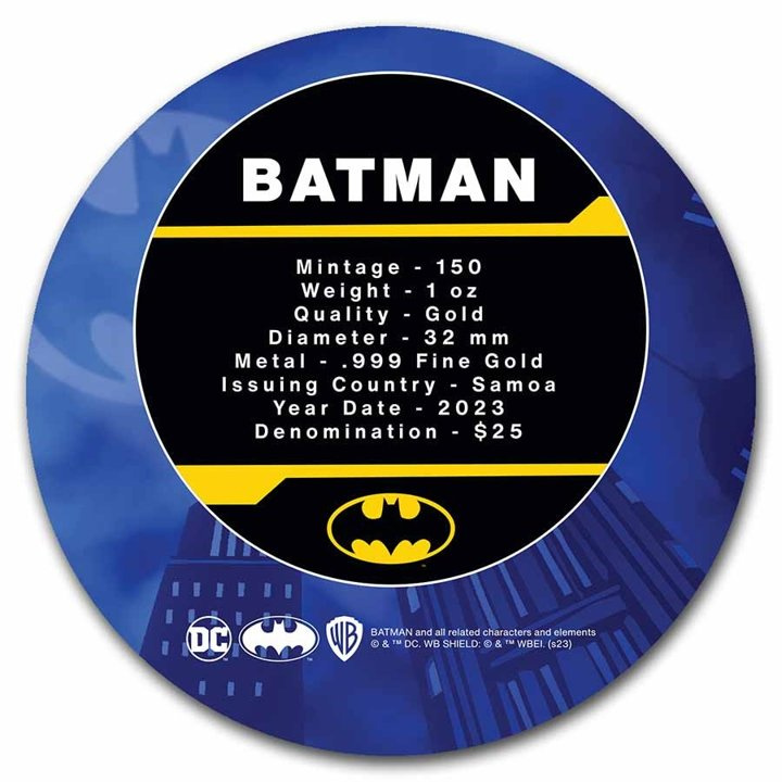 Samoa: DC Comics - Batman 1 oz Gold 2023 Coin