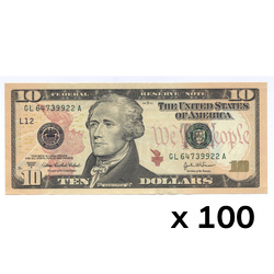 10 dolláros amerikai bankjegy (10 amerikai dollár / 10 USD) UNC 100 darab