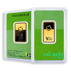 Valcambi "Green Gold" 20 gram Gold Bar LBMA GD Refiner