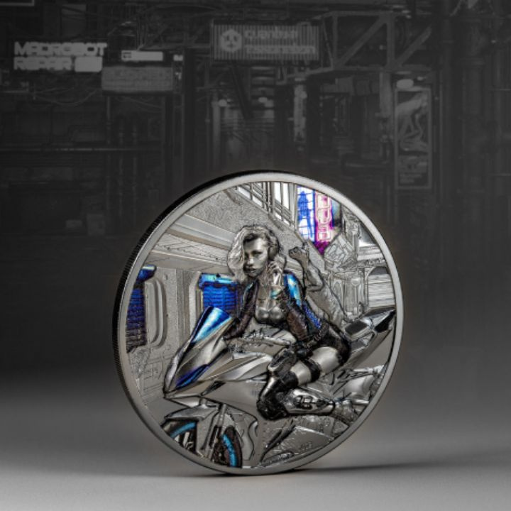 Isole Cook: Cyber Queen – The Beginning colorata 3 once d'argento 2023 Black Proof Ultra High Relief