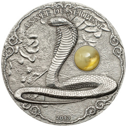 Togo: Year of the Snake 2 uncje Srebra 2013 Antique Finish