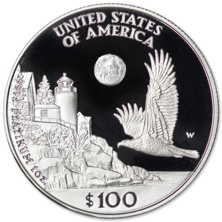 Moneta in platino Liberty - American Eagle 1 oncia di platino 1998 Proof