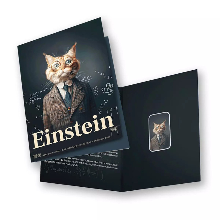 The Holy Land Mint - Human Cats - Einstein coloreada 1 onza Plata 2025