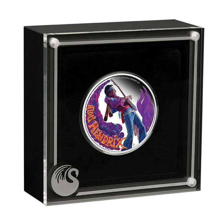 Tuvalu: Jimi Hendrix kolorowany 1 uncja Srebra 2025 Proof