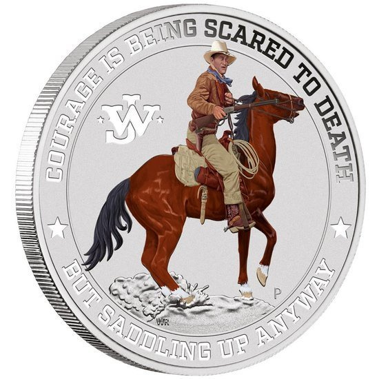 Tuvalu: John Wayne 1 oz Silbermünze 2021 Colorized Coincard