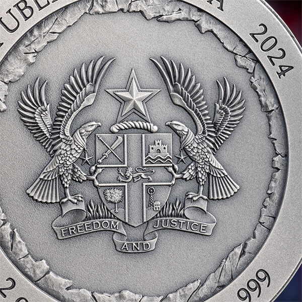 Ghana Rushmore Special Edition 2 oz argint 2024 High Relief Antique Finish