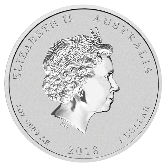 Lunar II: Rok Psa kolorowany 1 uncja Srebra 2018