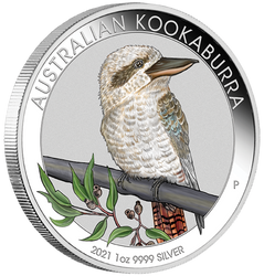World Money Fair Berlin 2021: Kookaburra 1 uncja Srebra 2021 Kolorowany