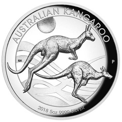 Australský klokan 5 uncí stříbra 2018 Proof High Relief
