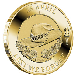 Монета от алуминиев бронз Пърт Минт: Anzac Day $1 2026