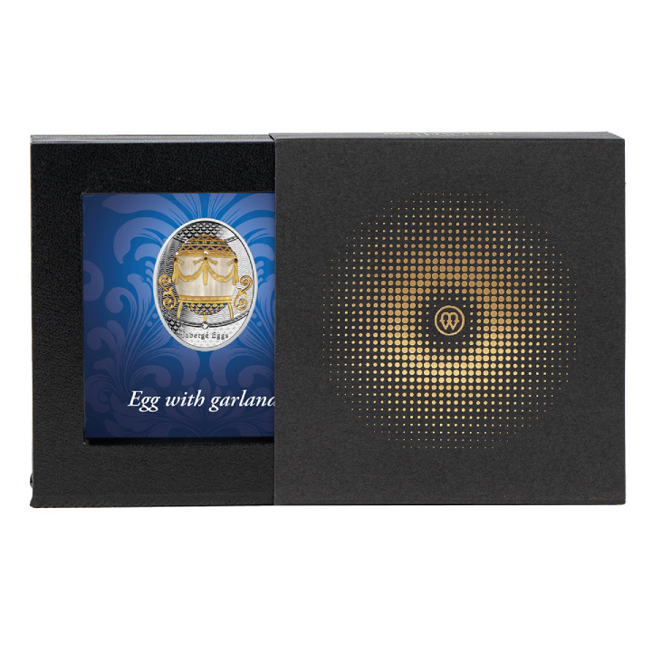 Niue: Fabergé Eggs - Jajo z girlandami kolorowane $1 Srebro 2023 Proof