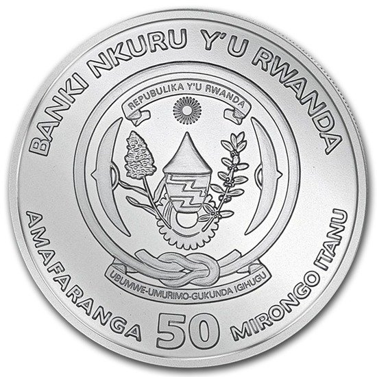 Rwanda: African Ounce - Hipopotam 1 uncja Srebra 2017