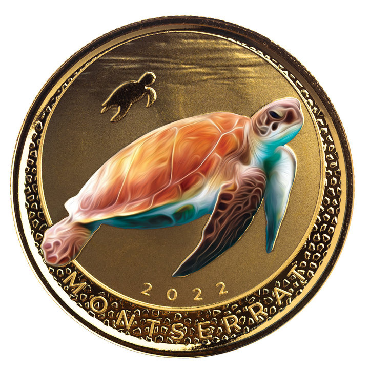Montserrat Blue Sea Turtle coloured 1 oz Gold 2022 Proof Coin