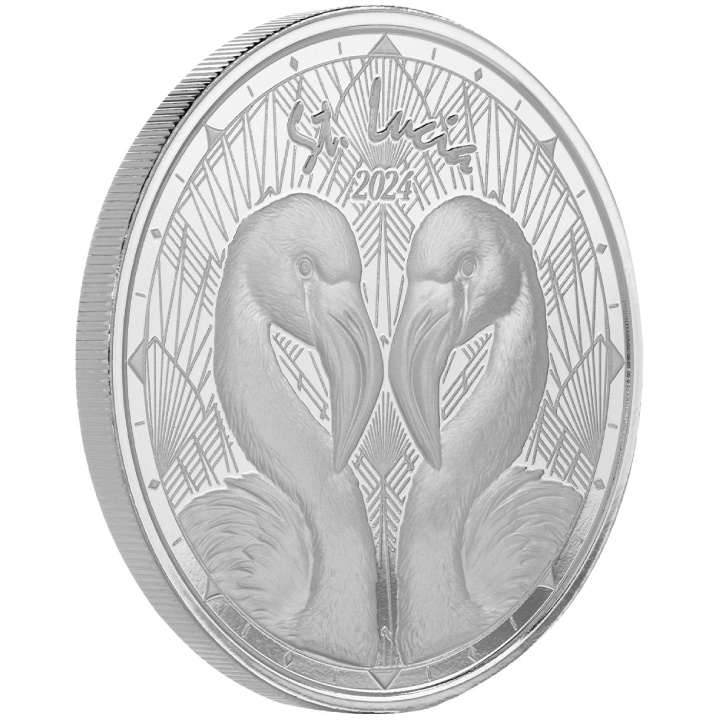 St. Lucia - Flamingos 1 Unze Silber 2024 Prooflike (Münze in Kapsel)
