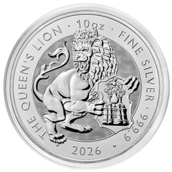 The Royal Tudor Beasts: Queen's Lion 10 onzas de Plata 2026