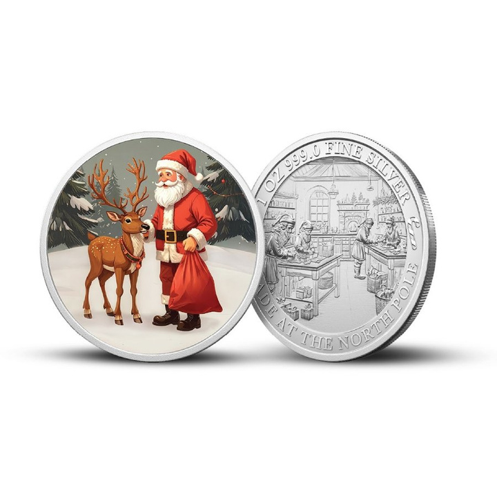 Santa’s Workshop kolorowany 1 uncja Srebra 2025 Proof