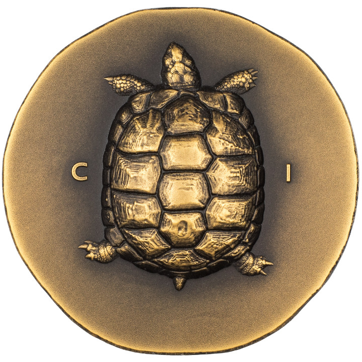 Islas Cook: Tortuga 1 oz Oro 2023 Ultra Alto Relieve Antiqued Coin