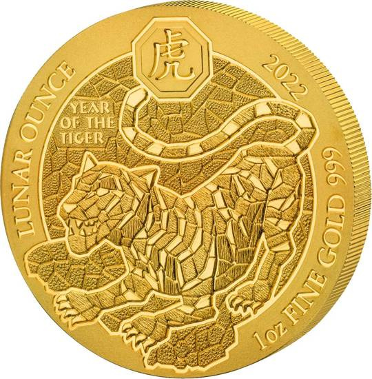 Ruanda: Lunar - Anno del Tigre 1 oncia d'oro 2022