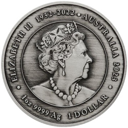 Chinese Myths and Legends: Dragon & Koi (wersja z monetą w karcie) 1 uncja Srebra 2023 Antiqued Coin