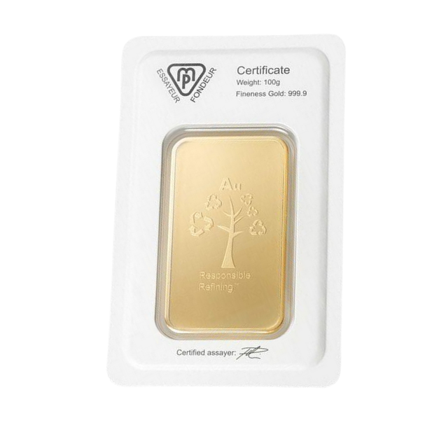 Metalor: 100 gramm aranyrúd LBMA GD Refiner