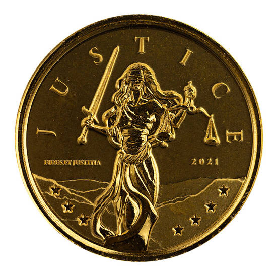 Gibraltár: Lady Justice 1/10 uncia arany 2021