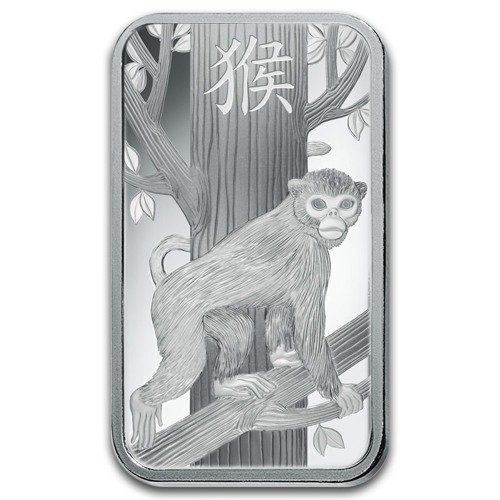 Lingot d'argent de 10 grammes série Lunar Année du Singe
